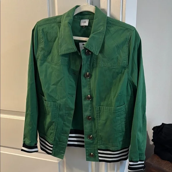 CABI NWT Green Jacket with Striped Cuffs - Picture 1 of 5